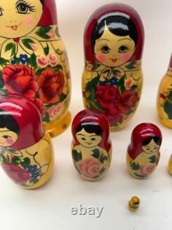 9 Wood Russian Nesting Dolls 8 Woman WithBaby with Red Flowers
