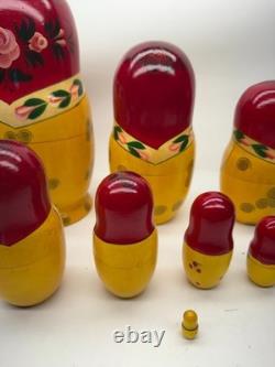 9 Wood Russian Nesting Dolls 8 Woman WithBaby with Red Flowers
