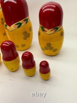 9 Wood Russian Nesting Dolls 8 Woman WithBaby with Red Flowers