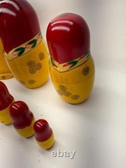9 Wood Russian Nesting Dolls 8 Woman WithBaby with Red Flowers