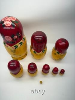 9 Wood Russian Nesting Dolls 8 Woman WithBaby with Red Flowers