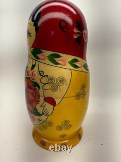 9 Wood Russian Nesting Dolls 8 Woman WithBaby with Red Flowers