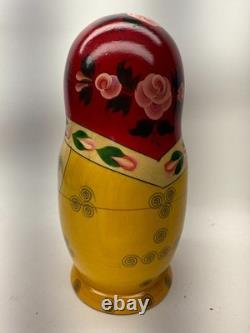 9 Wood Russian Nesting Dolls 8 Woman WithBaby with Red Flowers