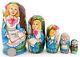 Alice In Wonderland Matryoshka 5 Mad Hatter White Rabbit Russian Nesting Dolls