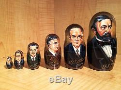 AMERICAN PRESIDENTS PORTRAITS by ZHELEZNOV S. RUSSIAN MATRYOSHKA NESTING DOLL 10