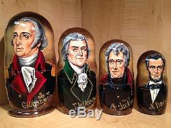 AMERICAN PRESIDENTS PORTRAITS by ZHELEZNOV S. RUSSIAN MATRYOSHKA NESTING DOLL 10