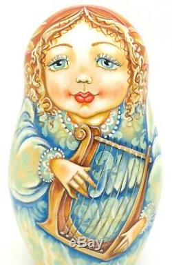 ANGELS Matryoshka Russian nesting dolls GIRLS hand painted 5 signed Pokrovskaya