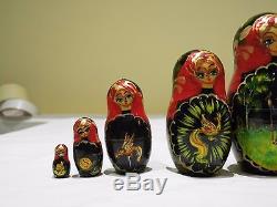 Antique Russian Nesting Dolls Set Of 10 Handpainted Signed By The Artist