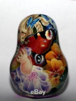 ART roly poly author doll Russian matryoshka flower GARDEN FAIRY no nesting