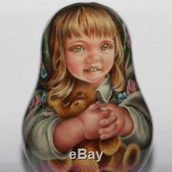 ART roly poly author doll Russian matryoshka girl teddy bear no nesting