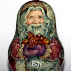 ART roly poly doll Russian Christmas matryoshka Santa Father Frost no nesting