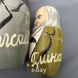 AUTHENTIC Russian Nesting Dolls Tchaikovsky composers 5 dolls wooden
