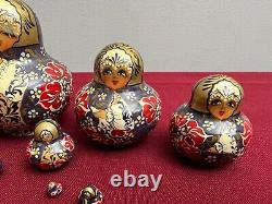 A Set of Vintage Signed Russian Eastern European Painted Nesting Dolls