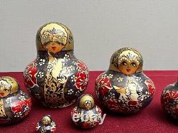 A Set of Vintage Signed Russian Eastern European Painted Nesting Dolls