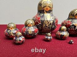 A Set of Vintage Signed Russian Eastern European Painted Nesting Dolls