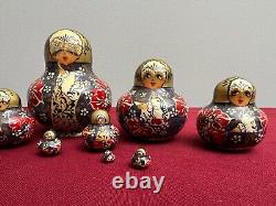 A Set of Vintage Signed Russian Eastern European Painted Nesting Dolls