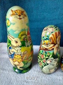 Alice in Wonderland Russian Matryoshka Nesting Doll Set of 5