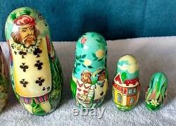 Alice in Wonderland Russian Matryoshka Nesting Doll Set of 5
