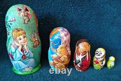 Alice in Wonderland Russian Nesting Doll Set of 5 MATRYOSHKA