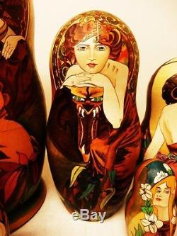 Alkota Authentic Russian Collectible Nesting Doll Mucha's Heritage, Unique