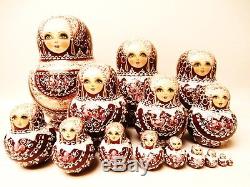 Alkota Original Russian Collectible Nesting Doll Valentina, 8.5H, Unique, 15