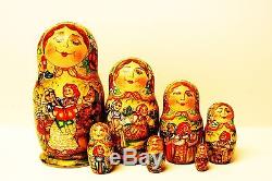 Alkota Russian Authentic Collectible Nesting doll Russian Villagers, 8 Unique