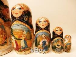 Alkota Russian Authentic Nesting Doll Russian Village Life, 8, Unique
