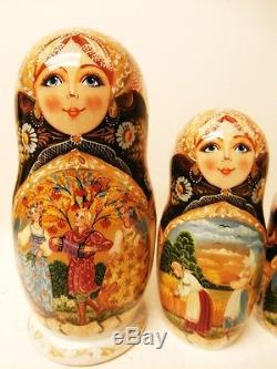 Alkota Russian Authentic Nesting Doll Russian Village Life, 8, Unique