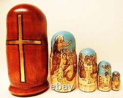 Alkota Russian Genuine Wooden Collectible Nesting Doll Nativity, 7.25