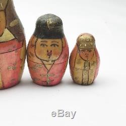 Antique Russian Matryoshka Nesting Doll Set Stacking Dolls Wooden Treen