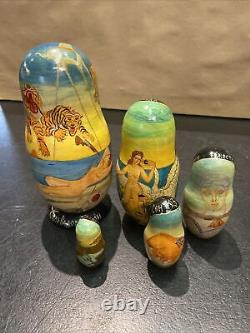 Antique Russian Nesting Dolls. Hand-painted. Signed. H. Hobropoa 94r