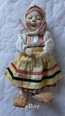 Antique Russian stockinette doll Tanika with original tag, 1930s, USSR/Russia