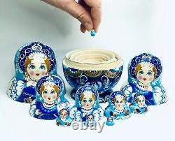 Art Nesting Doll 10pcs 5,6 Ukrainian Wood Matryoshka Personalized Gift Kids toy