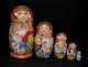 Art Russian Nesting Doll Farm Children Hand Painted, Signed By Russian Artist