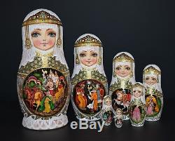 Art Russian Nesting Matryoshka Dolls hand painted by Tatiana Rolina