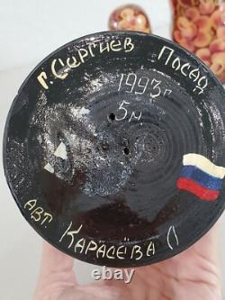 Artist RUSSIAN NESTING BABUSHKA DOLLS SET OF 5 SIGNED HAND PAINTED