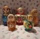 Assorted Lot Of 5 Vintage Nesting Dolls Wood Dolls Complete Sets