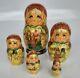 Authentic 5 Russian Nesting Dolls Hand Painted Detail Signed