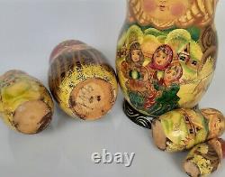 Authentic 5 Russian Nesting Dolls Hand Painted Detail Signed
