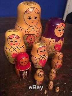 Authentic Russian Matryoshka Dolls 12 piece set (Antique Vintage 50 Years)10in