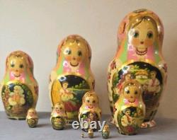 Authentic Russian Matryoshka Nesting Dolls Hand-Painted Full Set of 10
