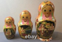 Authentic Russian Matryoshka Nesting Dolls Hand-Painted Full Set of 10