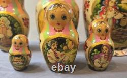 Authentic Russian Matryoshka Nesting Dolls Hand-Painted Full Set of 10