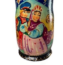Authentic Russian Matryoshka Nesting Dolls Hand Painted Winter Festival Set 5