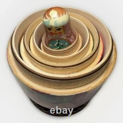 Authentic Russian Matryoshka Nesting Dolls Hand Painted Winter Festival Set 5