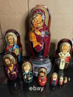 Authentic Russian Nesting Doll Set Signed 10 Pcs 2004