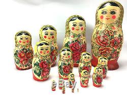 Authentic USSR Matryoshka Russian Nesting Dolls Handmade 1989 16 Dolls Large