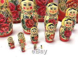 Authentic USSR Matryoshka Russian Nesting Dolls Handmade 1989 16 Dolls Large