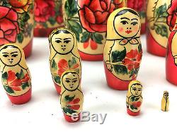 Authentic USSR Matryoshka Russian Nesting Dolls Handmade 1989 16 Dolls Large