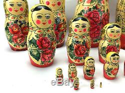 Authentic USSR Matryoshka Russian Nesting Dolls Handmade 1989 16 Dolls Large